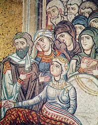 La resurrección de la hija de Jairo (mosaico) (detalle)